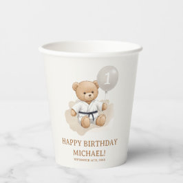 Judo Bear Turns One" – 1st Birthday 【Black-belt】 紙コップ