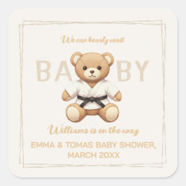 Judo Black Belt Bear Baby Shower Collection  スクエアシール