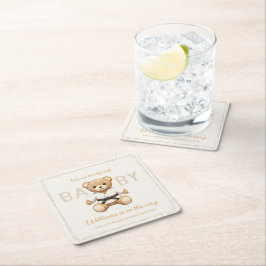 Judo Black Belt Bear Baby Shower Collection スクエアペーパーコースター