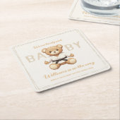 Judo Black Belt Bear Baby Shower Collection スクエアペーパーコースター (アングル)