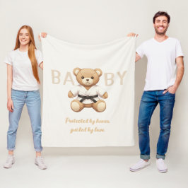 Judo Black Belt Bear Baby Shower Collection フリースブランケット