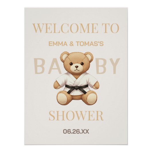 Judo Black Belt Bear Baby Shower Collection  ポスター (正面)