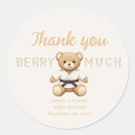Judo Black Belt Bear Baby Shower Collection ラウンドシール