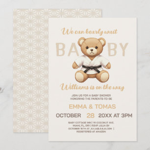 Judo Black Belt Bear Baby Shower Collection 招待状