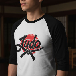 Judo Brush Script and Black Belt – Rising Sun Tシャツ
