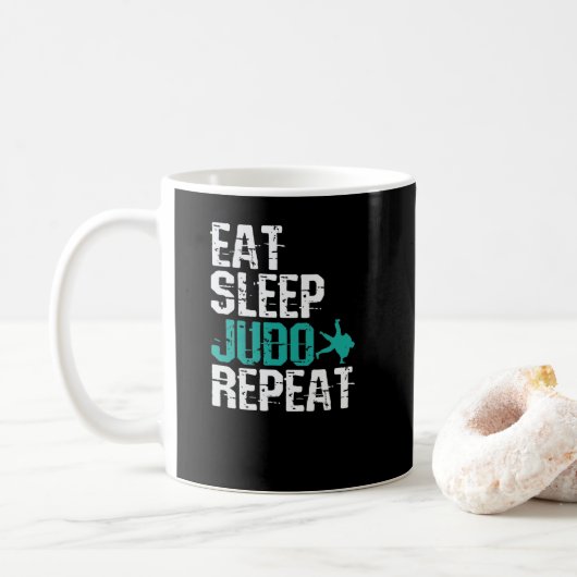 Judo Eat Sleep Judo Repeat コーヒーマグカップ (ドーナツ)
