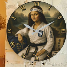Judo Funny Mona Lisa Martial Arts Gift ラージ壁時計