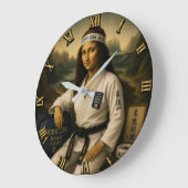 Judo Funny Mona Lisa Martial Arts Gift ラージ壁時計 (傾斜)