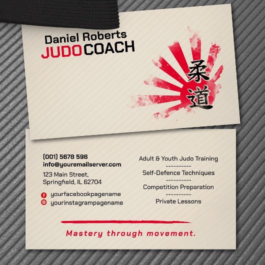 Judo instructor - Kanji and Judoka  名刺