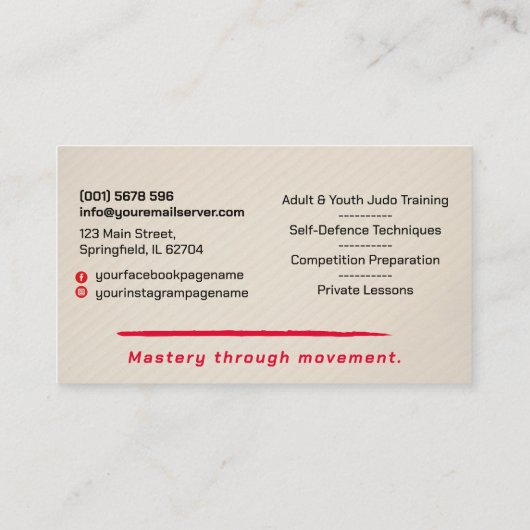 Judo instructor - Kanji and Judoka  名刺 (裏面)