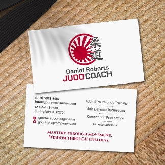 Judo instructor - Kanji and Rising Sun 名刺