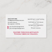 Judo instructor - Kanji and Rising Sun 名刺 (裏面)