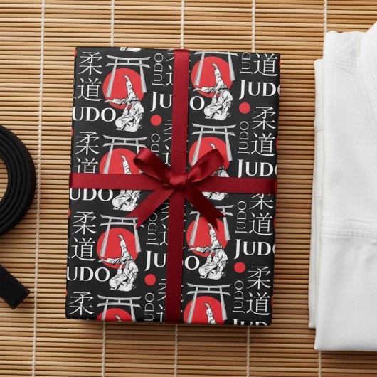 Judo Kanji, Judoka, Torii gates pattern ラッピングペーパー