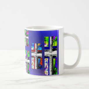 JudyMarisa著キリスト教の十字のコラージュの数々のな色 コーヒーマグカップ