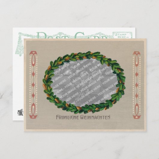 Jugendstilのクリスマスカードの写真フレーム-衰退したPC シーズンポストカード (正面/裏面)