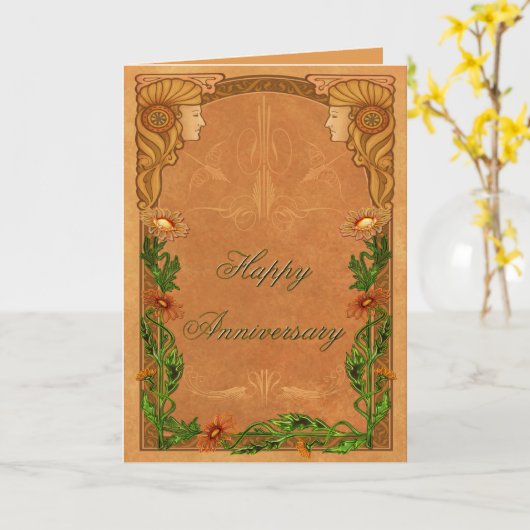 Jugendstil記念日 カード (黄色い花)