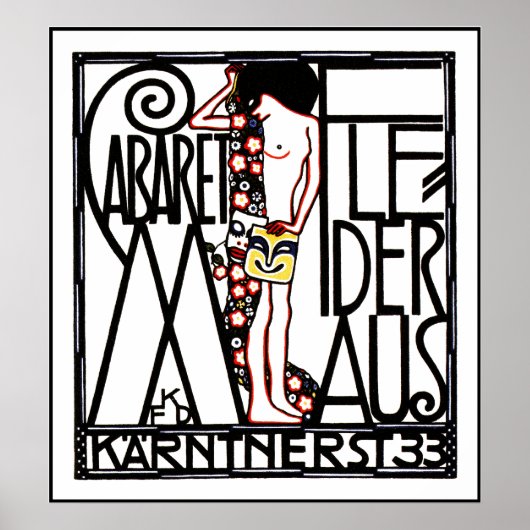 Jugendstil -アールヌーボーのポスター： Cabaret Fledermas ポスター (正面)