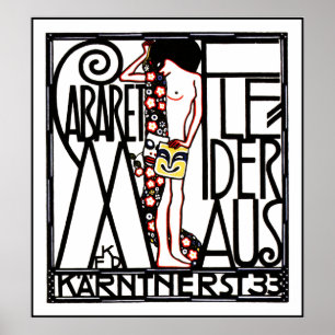 Jugendstil -アールヌーボーポスター: キャバレーFledermas ポスター