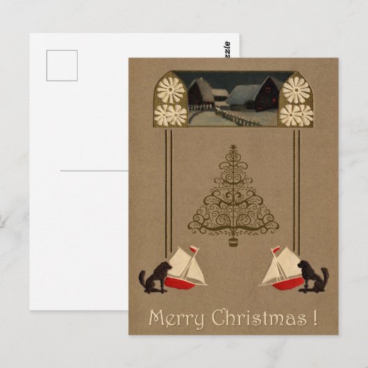 Jugendstil Merry Christmas ポストカード (正面/裏面)