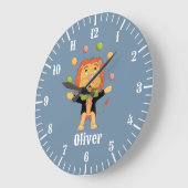 Juggling Lion Kid Blue Wall Clock ラージ壁時計 (傾斜)