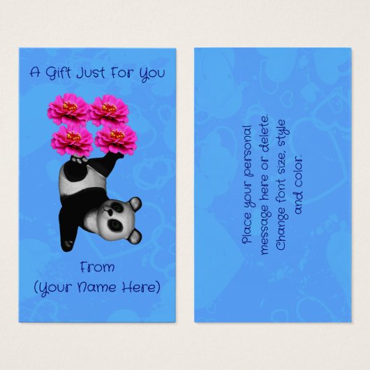 Juggling Panda Bear Personalized Gift Card Tag (正面&裏面)