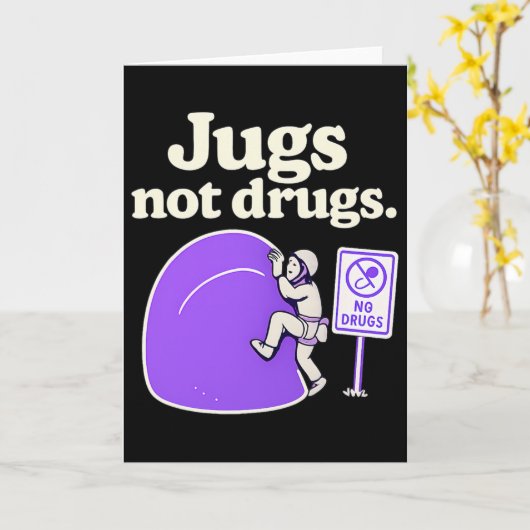 Jugs Not Drugs Funny Climbing Jug Art Design  カード (黄色い花)