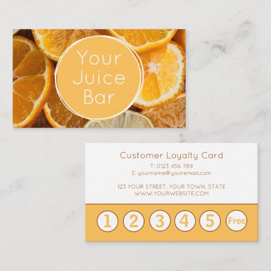 Juice Bar Loyalty Card 名刺 (正面/裏面)