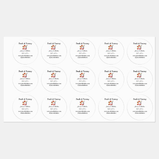 Juices & shakes restaurant business website social ラベル (シート)