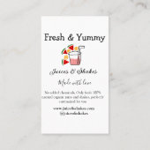 Juices & shakes restaurant business website social 名刺 (裏面)