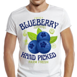 Juicy Blueberry Freshness Guaranteed Fruit Label  Tシャツ