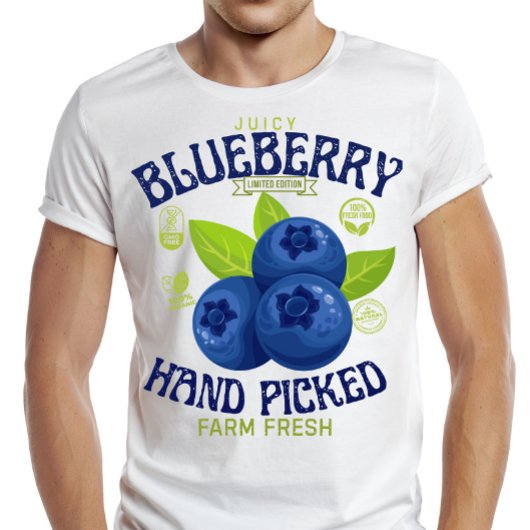 Juicy Blueberry Freshness Guaranteed Fruit Label  Tシャツ