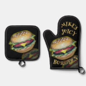 Juicy Delicious Hamburgers 鍋つかみ&鍋敷きセット (正面)