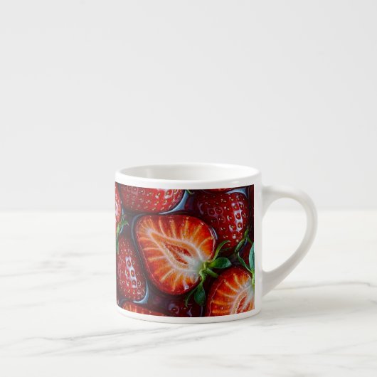 Juicy Fresh Red Strawberries Summer Fruit Pattern エスプレッソカップ (右)