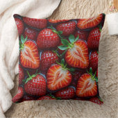 Juicy Fresh Red Strawberries Summer Fruit Pattern クッション (ブランケット)
