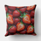 Juicy Fresh Red Strawberries Summer Fruit Pattern クッション (裏面)