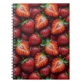 Juicy Fresh Red Strawberries Summer Fruit Pattern ノートブック