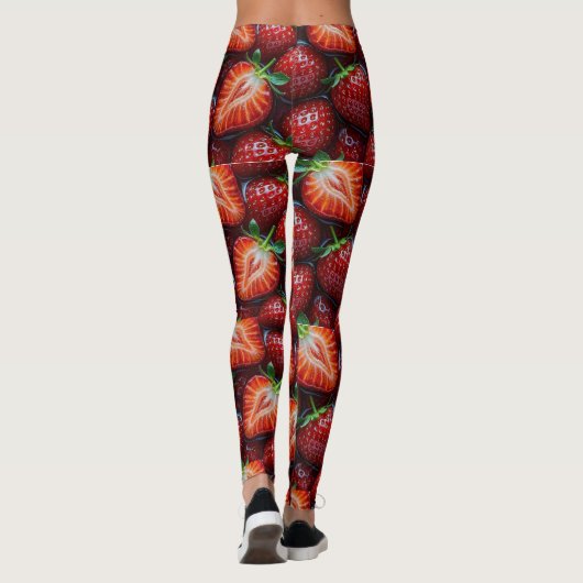 Juicy Fresh Red Strawberries Summer Fruit Pattern レギンス (裏面)