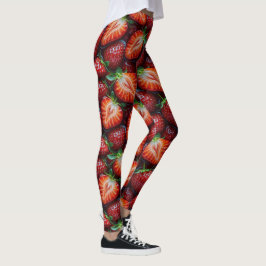 Juicy Fresh Red Strawberries Summer Fruit Pattern レギンス