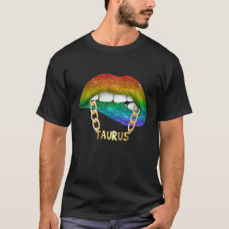 Juicy Lips Gold Chain Taurus Zodiac Birthday Gifts Tシャツ