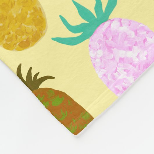 Juicy Pineapple Pattern フリースブランケット (角)