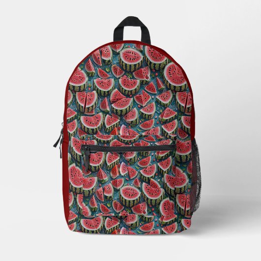 Juicy Watermelon Pattern Design 1 プリントバックパック (正面)