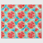 Juicy WATERMELON pattern in watercolor pattern ラッピングペーパー (フラット)