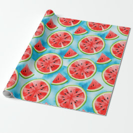 Juicy WATERMELON pattern in watercolor pattern ラッピングペーパー