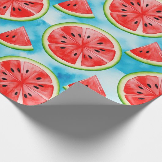  Juicy WATERMELON pattern in watercolor pattern  ラッピングペーパー (角)