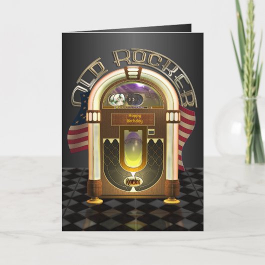 Jukebox Old Rockerカスタマイズ可能なグリーティングカード カード (正面)