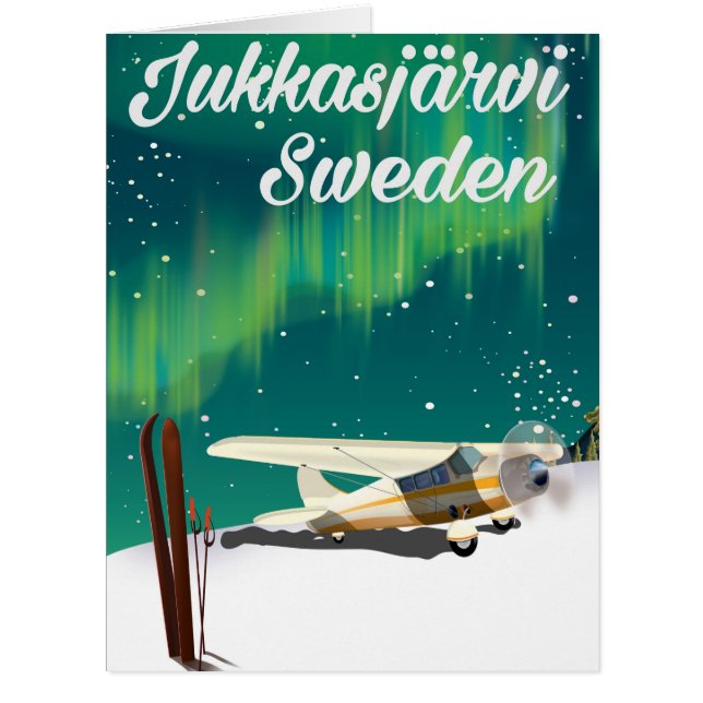 JukkasjerviスウェーデンNorthern lightsバケーションポスター (正面)