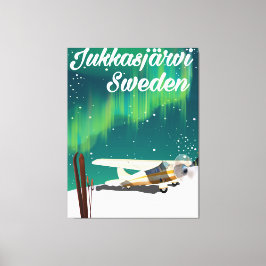 JukkasjerviスウェーデンNorthern lightsバケーションポスター キャンバスプリント