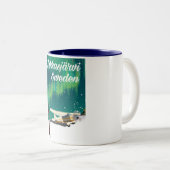 JukkasjerviスウェーデンNorthern lightsバケーションポスター ツートーンマグカップ (正面右)