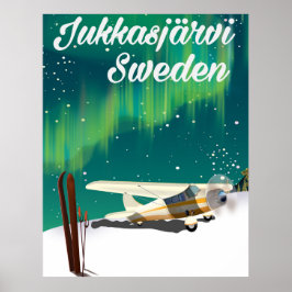 JukkasjerviスウェーデンNorthern lightsバケーションポスター ポスター