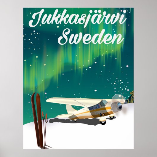 JukkasjerviスウェーデンNorthern lightsバケーションポスター ポスター (正面)